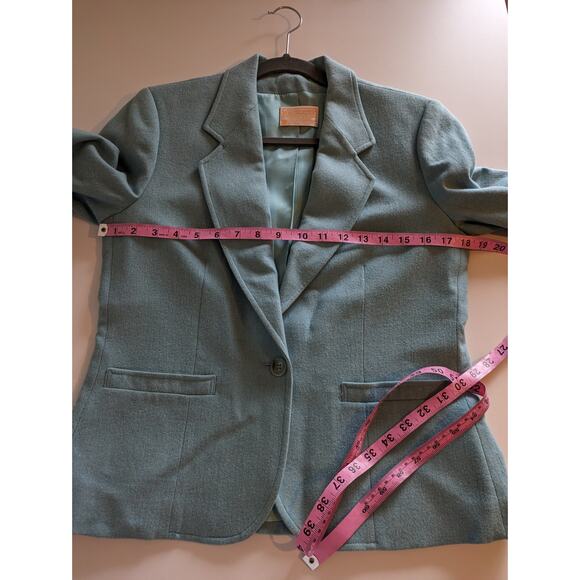 Pendleton Skirt Blazer Suit Vintage 80s Virgin Wool Career Blue Size 8 FLAWED - Picture 13 of 14